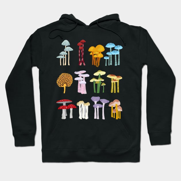 Colorful Mushrooms Hoodie by ahadden